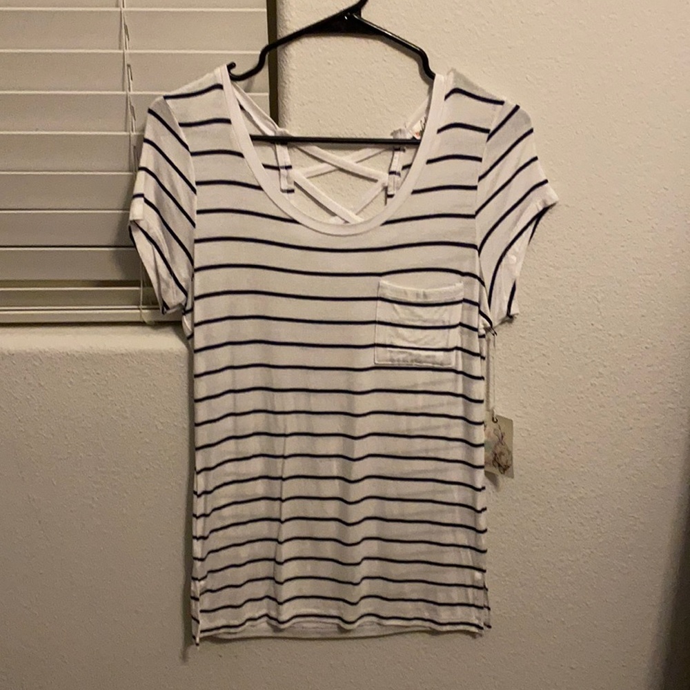 Glitz white and black striped t-shirt